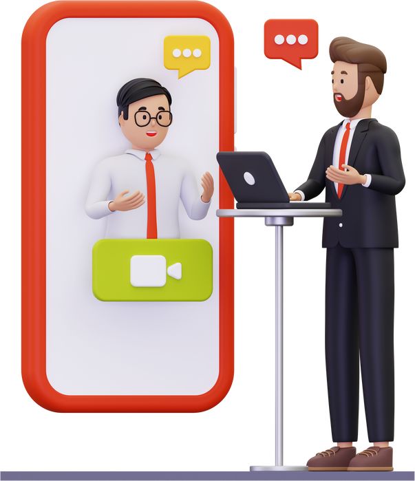 3d online job interview illustration